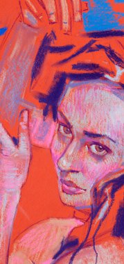 Muhteşem genç bir kadın resim yapıyor. 