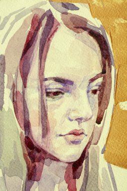 Çekici genç bir kadının resmi. 