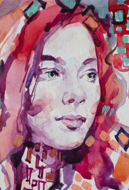 Çekici genç bir kadının resmi. 