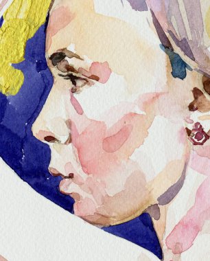 Çekici genç bir kadının resmi. 