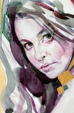 Çekici genç bir kadının resmi. 