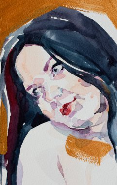 Çekici genç bir kadının resmi. 