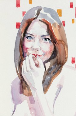 Çekici genç bir kadının resmi. 