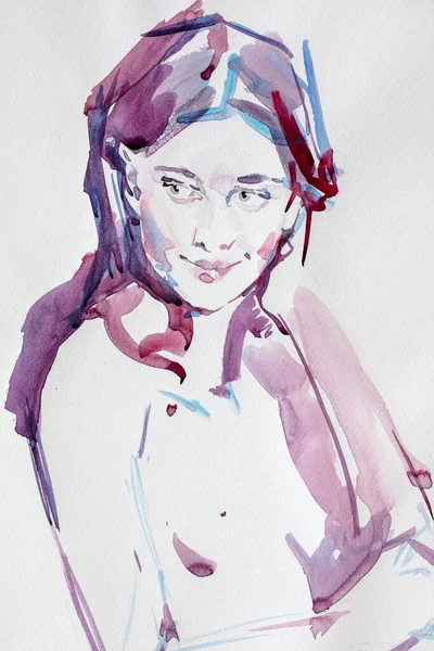 Malowanie Uroczej Młodej Kobiety — Zdjęcie stockowe