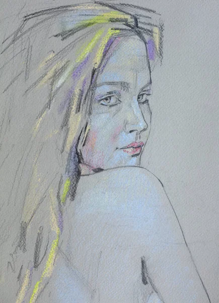 Portrait Jeune Femme Peinture — Photo