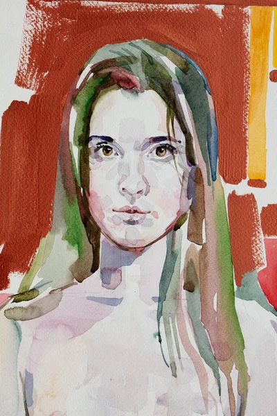 Pintura Encantadora Jovem Mulher — Fotografia de Stock