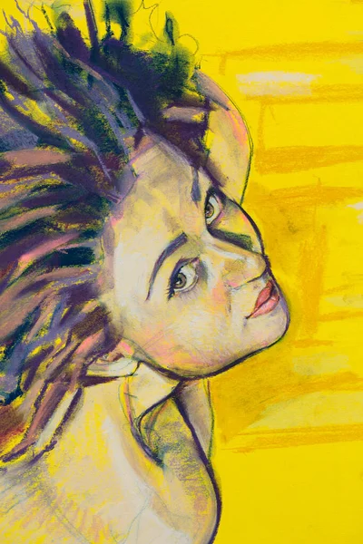 Retrato Pintura Mulher Jovem — Fotografia de Stock