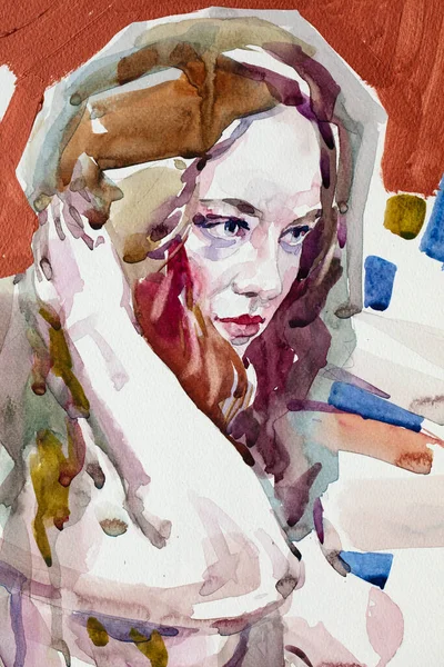 Malowanie Uroczej Młodej Kobiety — Zdjęcie stockowe