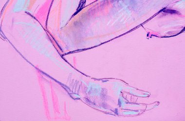 Çekici genç bir kadınla suluboya resim