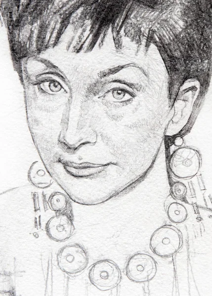 Pencil Drawing Woman — Stock Photo, Image