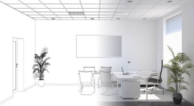 modern iç görselleştirme, 3 boyutlu illüstrasyon