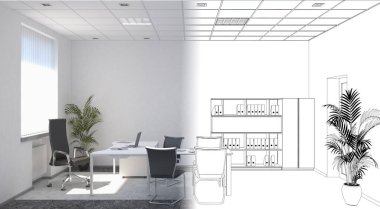 modern iç görselleştirme, 3 boyutlu illüstrasyon