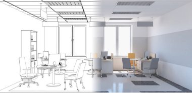 modern iç görselleştirme, 3 boyutlu illüstrasyon