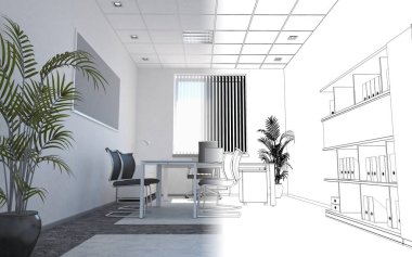 modern iç görselleştirme, 3 boyutlu illüstrasyon
