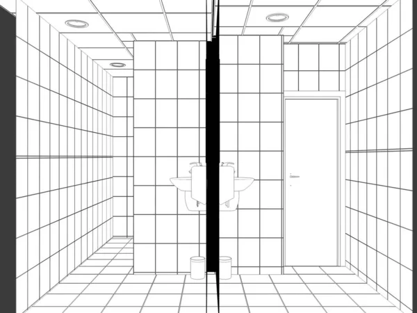 现代内部可视化 3D插图 — 图库照片