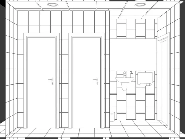 Moderna Visualizzazione Degli Interni Illustrazione — Foto Stock