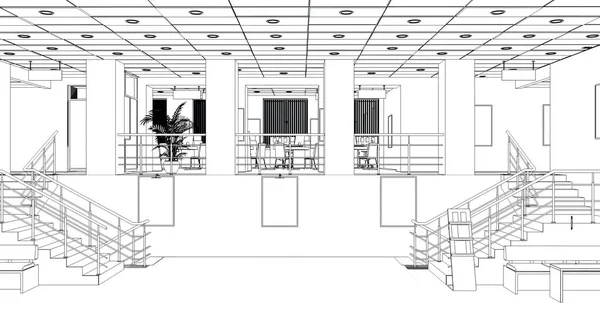 Modern Interiör Visualisering Illustration — Stockfoto