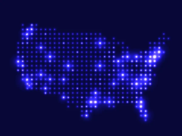 Punktierte Nachtkarte USA — Stockvektor