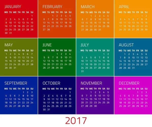 Ημερολογιακό έτος 2017 — Διανυσματικό Αρχείο