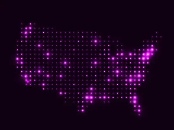 Mapa nocturno de puntos USA — Vector de stock