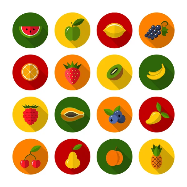 Gyümölcsök és bogyók ikonok — Stock Vector