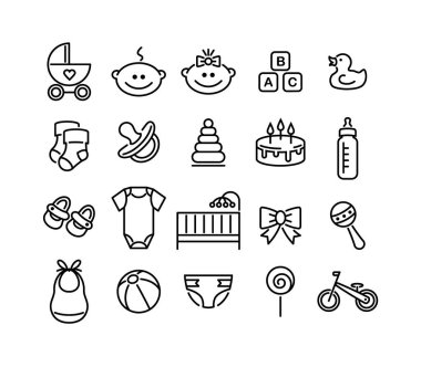 Vektör bebek simgeleri ayarlayın. Düz stil işaretleri