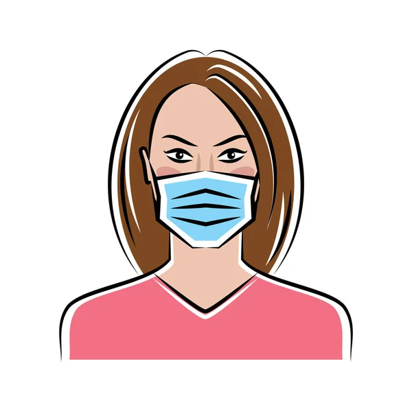 Frau in medizinischer Maske. Vektorillustration — Stockvektor