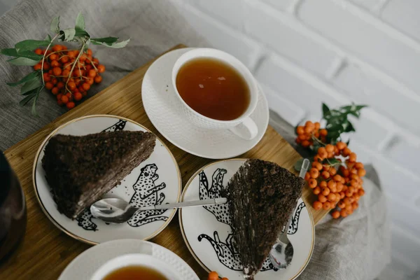 Tea served with dessert — Stock Photo, Image