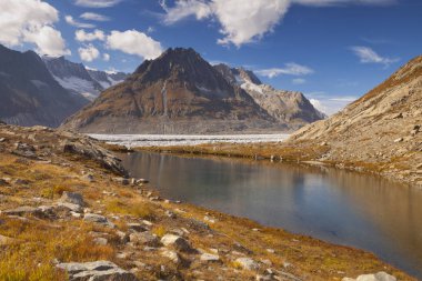Küçük göl İsviçre Aletsch Buzulu