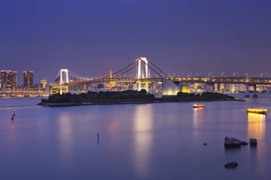 Tokyo, Japonya gece Tokyo Gökkuşağı Köprüsü