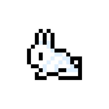Pixelated Bunny 8 Pixel Art - izole vektör çizim ısırdı.