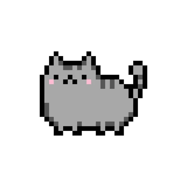 Cute kitten domestic pet pixel art - изолированная векторная иллюстрация — стоковый вектор