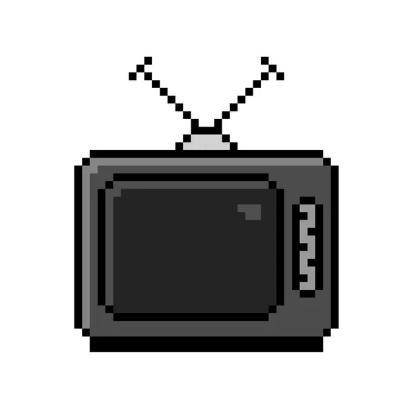 Piksele starego Tv z anteną - ilustracja na białym tle wektor — Wektor stockowy