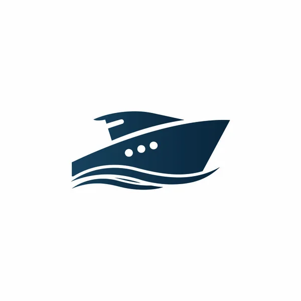 Empresarial yate logo flotando en las olas moderno simple - vector aislado — Vector de stock
