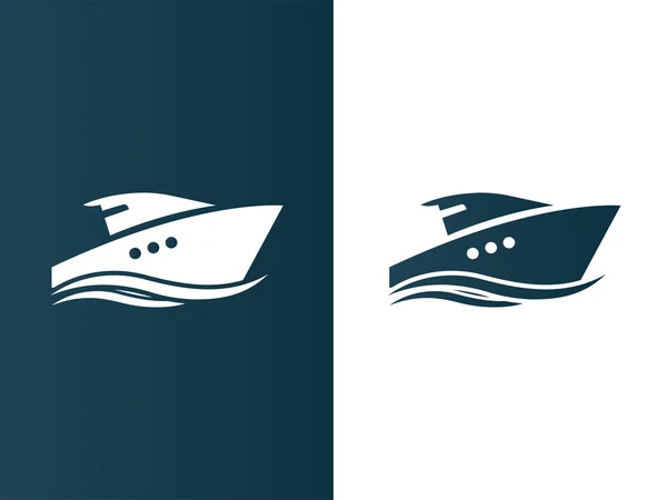 Business-Logo-Yacht schwimmt auf den Wellen modern einfach - isolierter Vektor — Stockvektor