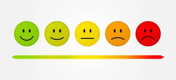 Set 5 faces scale - smile neutral sad - isolated vector illustration — Stock Vector