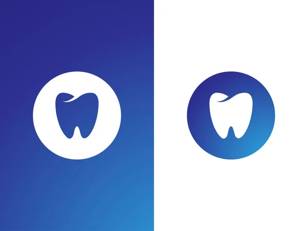 Dentist logo set for company on while, blue background — Stock Vector