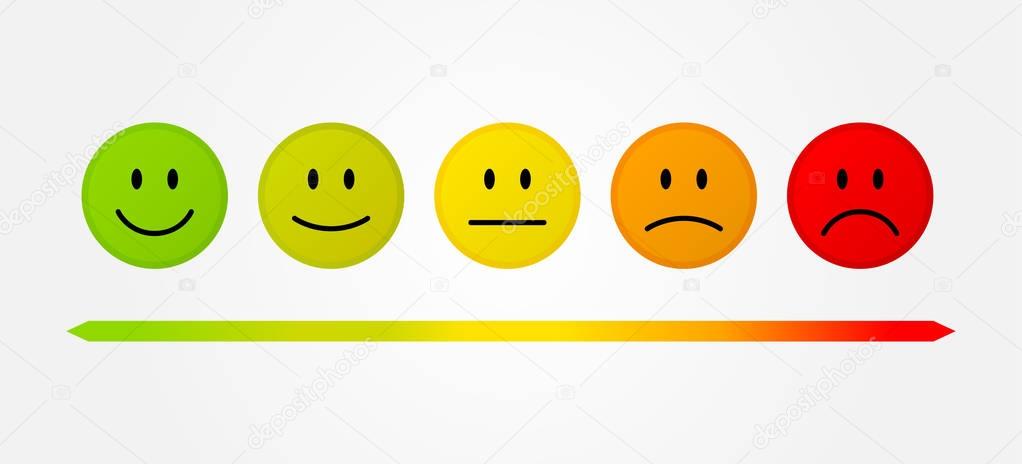 Set 5 faces scale - smile neutral sad - isolated vector illustration