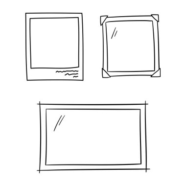 Albüm bellek için fotoğraf çerçeveleri set - izole vektör çizim doodle