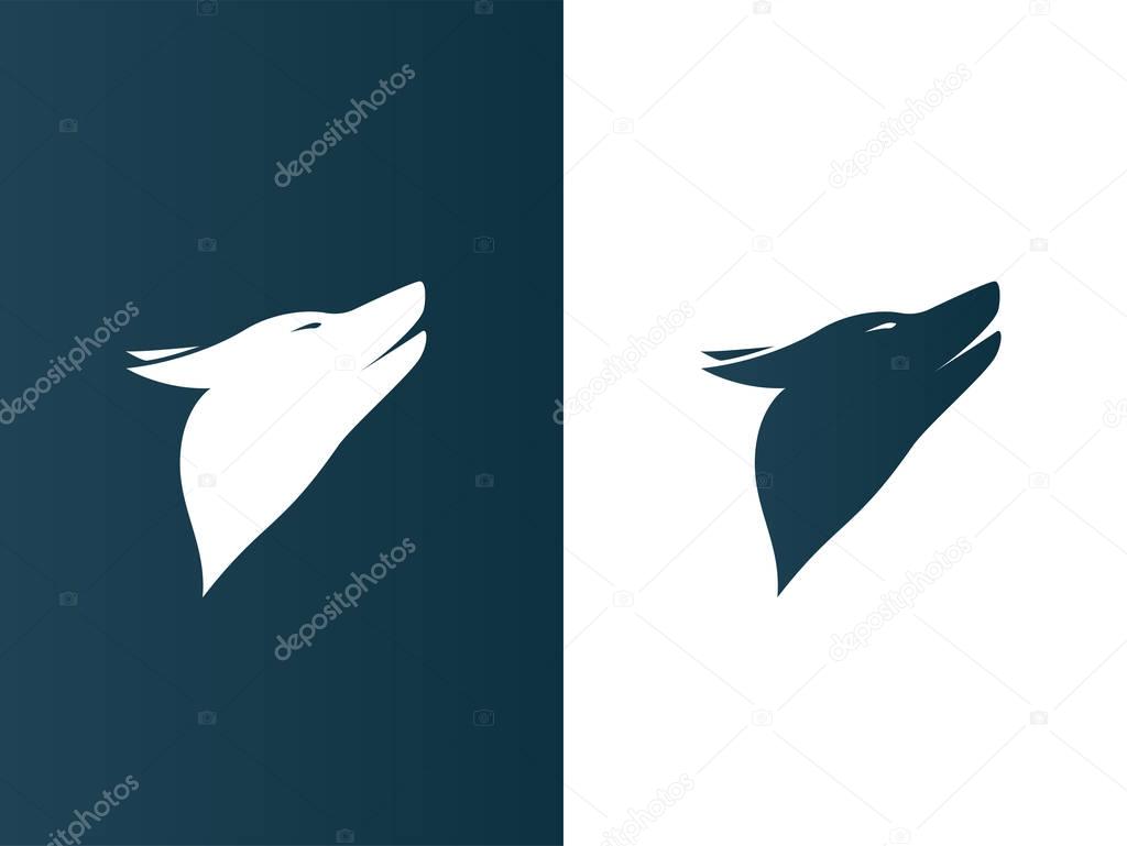 Isolated Illustration. Dog Wolf Logos set minimalistic Icon
