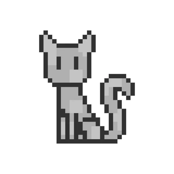 Χαριτωμένο γατάκι εγχώρια τέχνη pixel κατοικίδιο ζώο - απομονωμένη διανυσματική απεικόνιση — Διανυσματικό Αρχείο