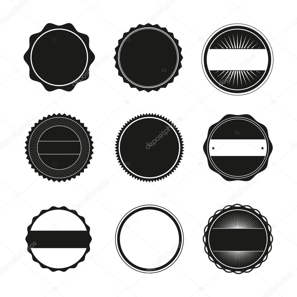 Blank Round Stamps for Logo (Sharp and Rounded edges) - Isolated Illustration