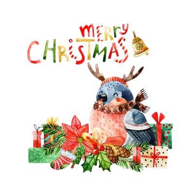 Merry christmas Tebrikler ile şirin kuş