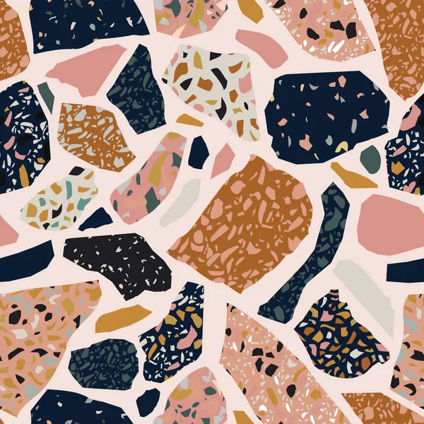 Terrazzo piso imitação padrão sem costura. Abstrato formas geométricas fundo — Fotografia de Stock