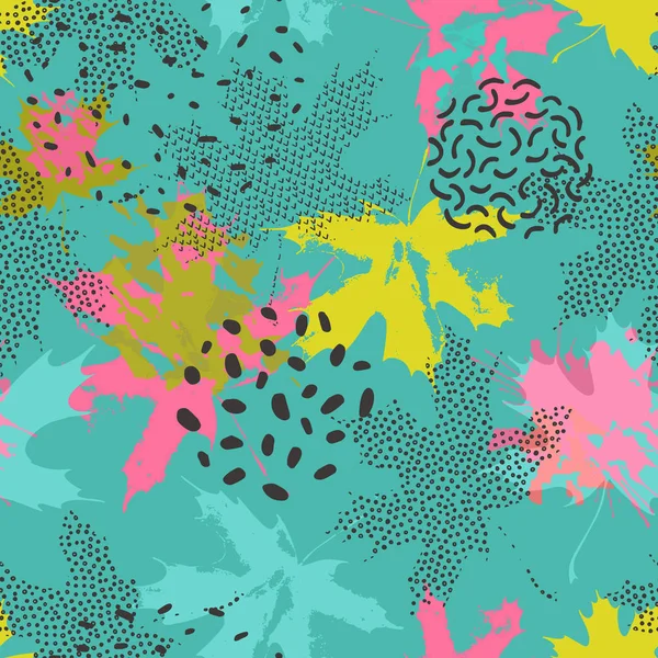 Abstract maple leaves seamless pattern in bright colors. — ストック写真