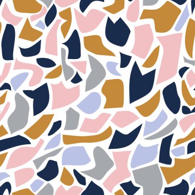 Terrazzo döşeme taklidi kusursuz desen. Soyut geometrik şekiller arka plan