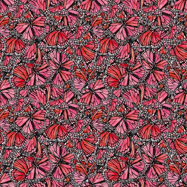 Schöne Aquarell Schmetterlinge Hintergrund Handgezeichnete Schmetterlingsformen Bilden Ein Nahtloses Muster — Stockfoto