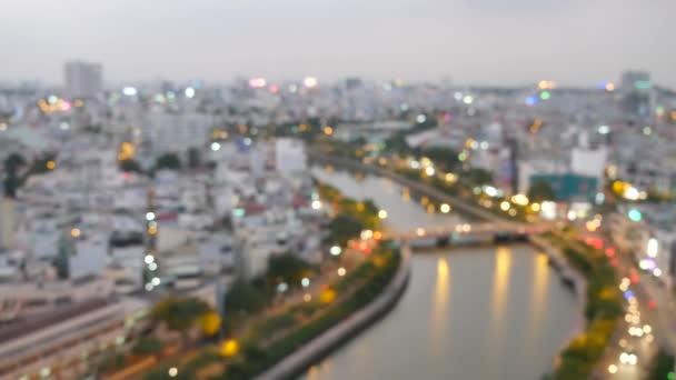 Вид с воздуха боке в городе — стоковое видео