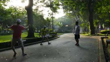 Shuttlecok parkta oynamak