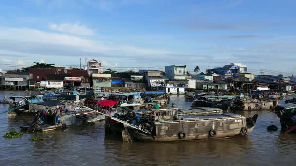 Mercado flotante de Cai Rang — Vídeo de stock